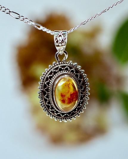 Amber Edelsteen hanger 925 zilver