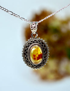 Amber Edelsteen hanger 925 zilver