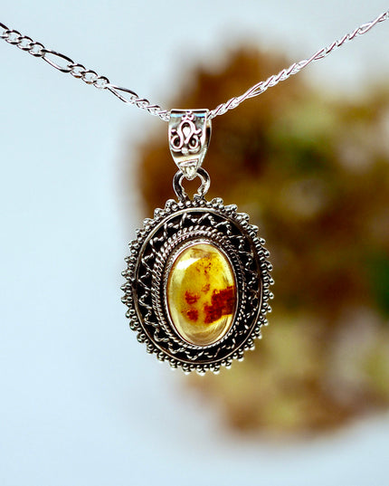 Amber Edelsteen hanger 925 zilver