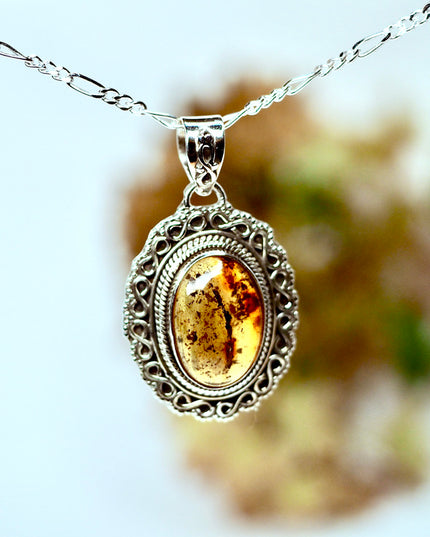 Amber Edelsteen hanger 925 zilver