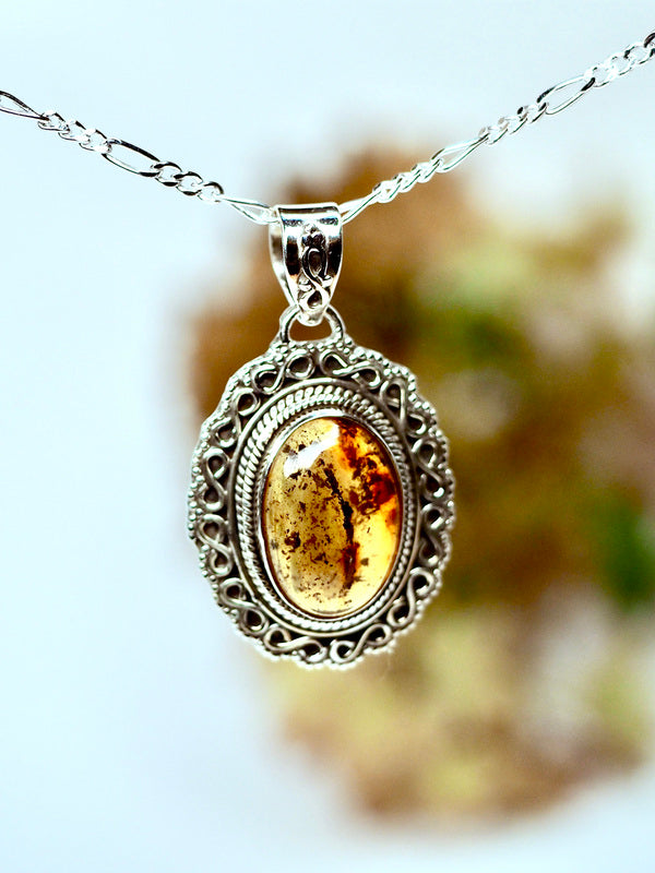 Amber Edelsteen hanger 925 zilver