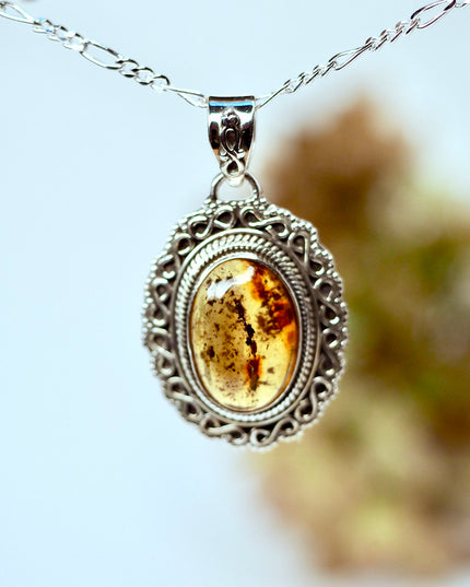 Amber Edelsteen hanger 925 zilver