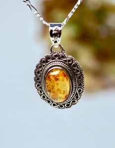 Amber Edelsteen hanger 925 zilver