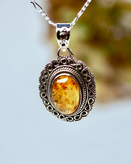 Amber Edelsteen hanger 925 zilver