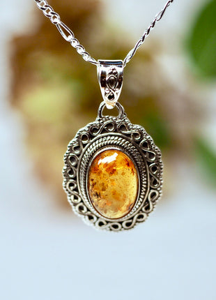 Amber Edelsteen hanger 925 zilver