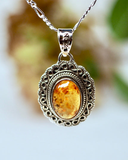 Amber Edelsteen hanger 925 zilver