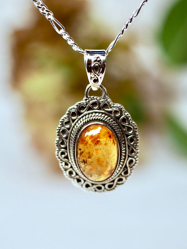 Amber Edelsteen hanger 925 zilver