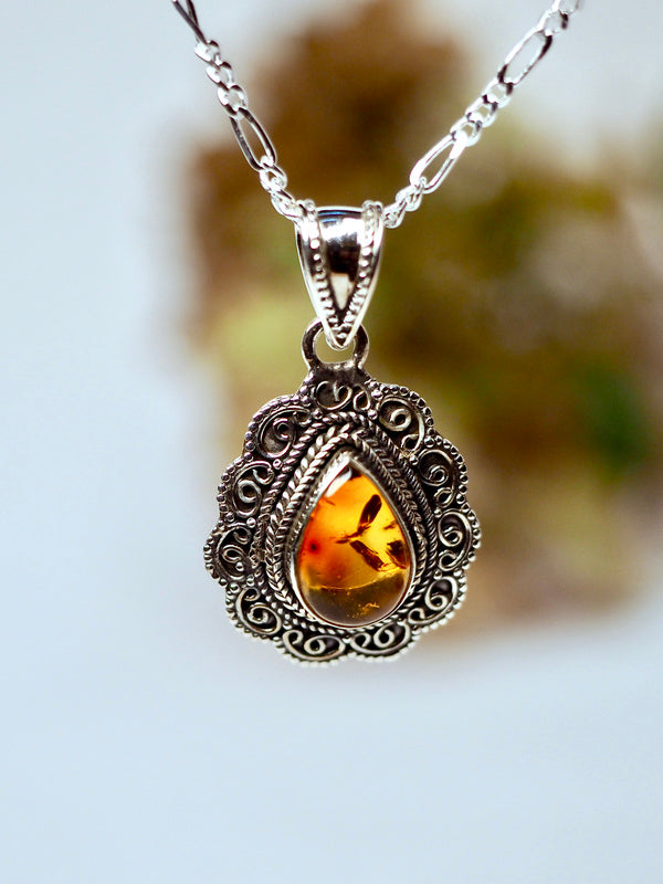 Amber Edelsteen hanger 925 zilver