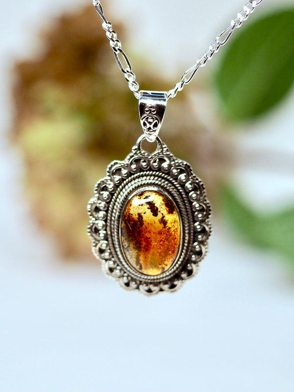 Amber Edelsteen hanger 925 zilver