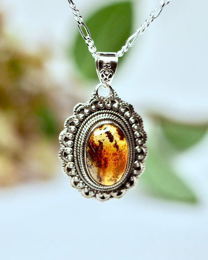 Amber Edelsteen hanger 925 zilver