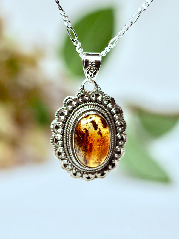 Amber Edelsteen hanger 925 zilver