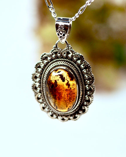 Amber Edelsteen hanger 925 zilver