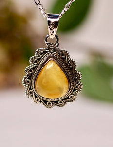 Amber Edelsteen hanger 925 zilver