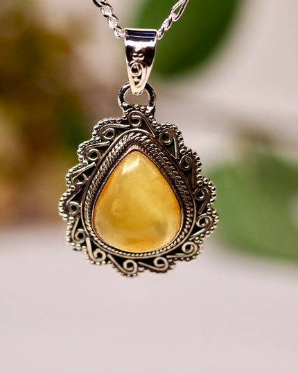 Amber Edelsteen hanger 925 zilver