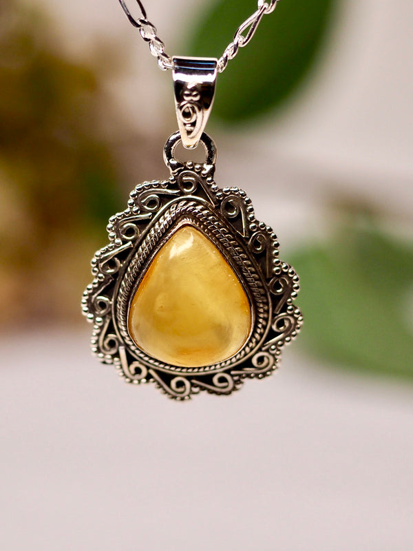 Amber Edelsteen hanger 925 zilver