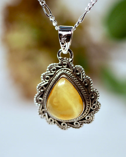 Amber Edelsteen hanger 925 zilver