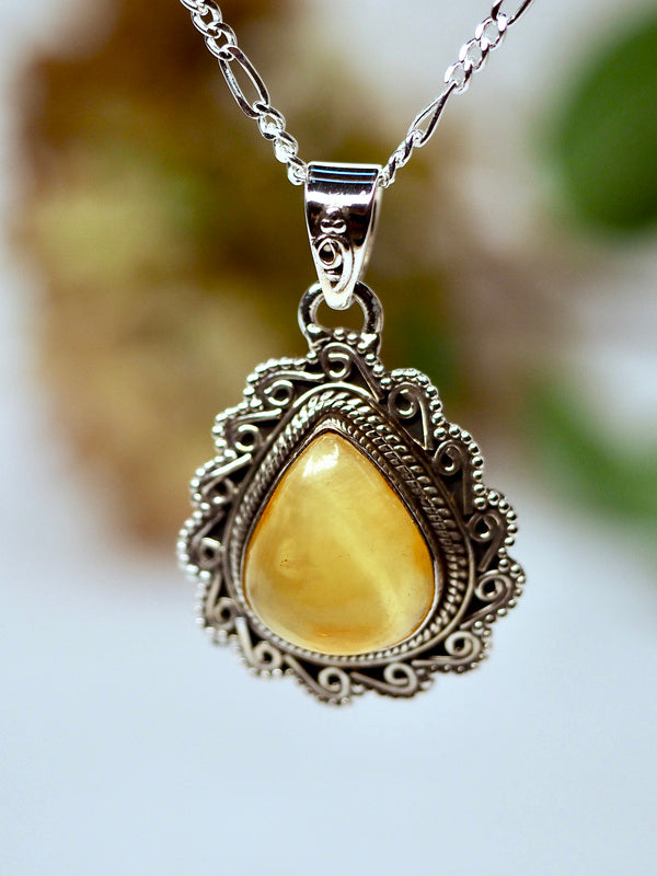 Amber Edelsteen hanger 925 zilver