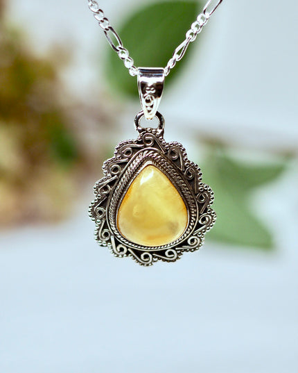 Amber Edelsteen hanger 925 zilver