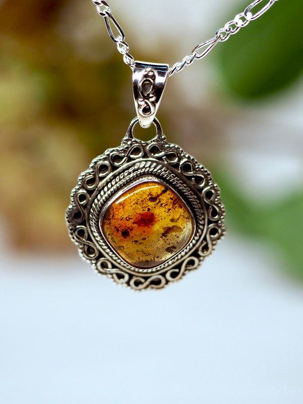 Amber Edelsteen hanger 925 zilver