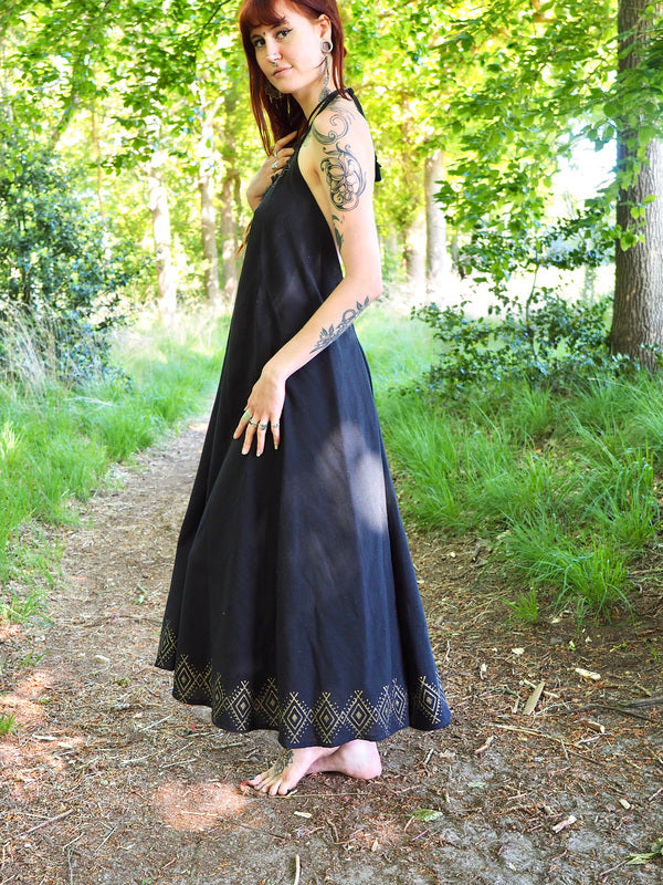 Moonflower zomerjurk Zwart