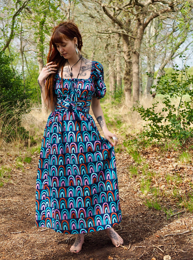 Grace Jurk Print Regenboog Blauw