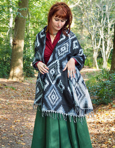 Omslagdoek Fleece Zwart/ Antraciet