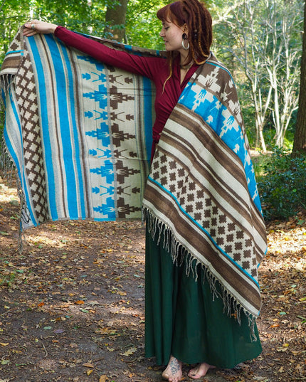 Shawl Fleece Blue/Light Brown