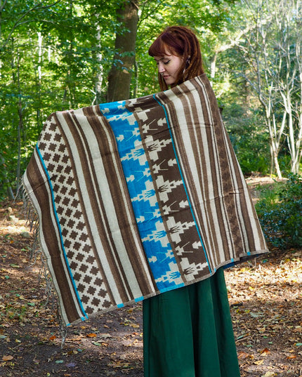 Shawl Fleece Blue/Light Brown