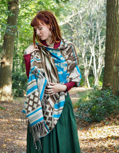 Shawl Fleece Blue/Light Brown