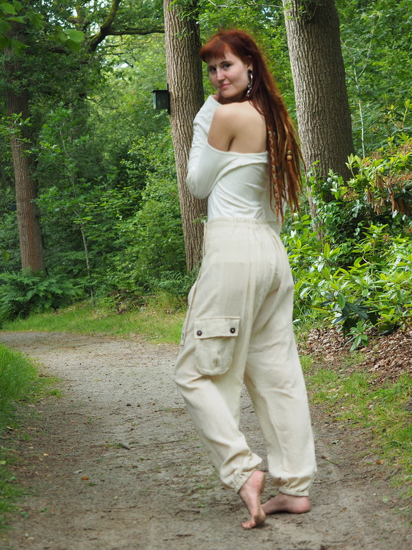 Harem broek gebroken wit
