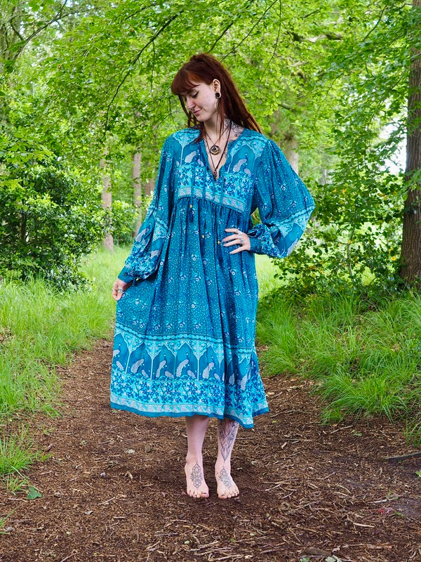 Fay Dress Handblock Blue