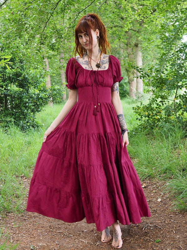 Vaiana Zomerjurk - Korte mouw Burgundy
