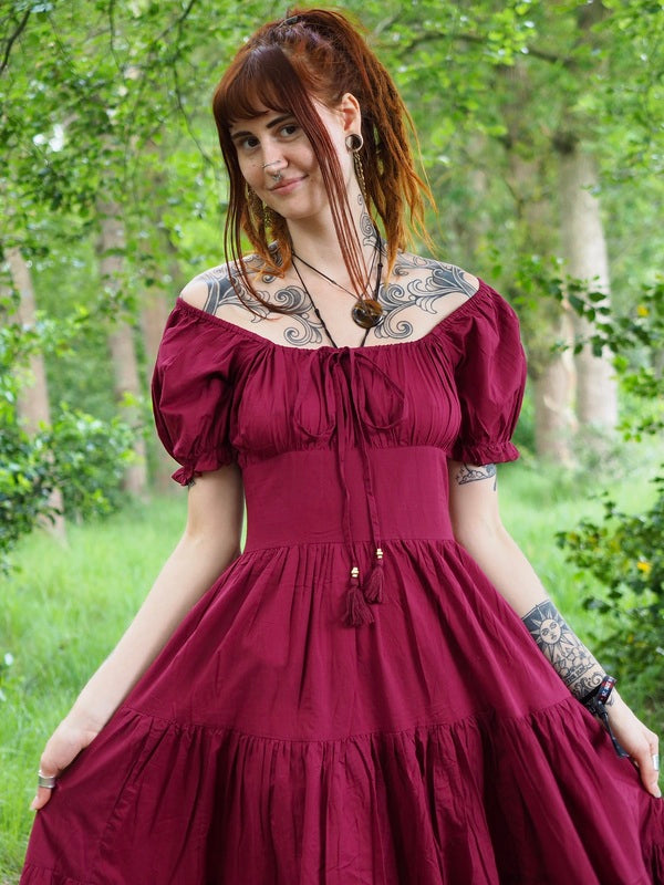 Vaiana Zomerjurk - Korte mouw Burgundy