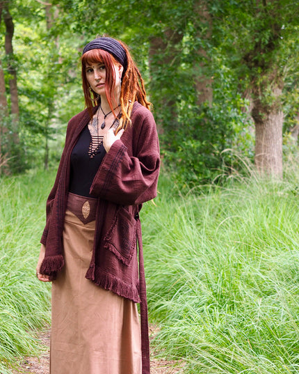Kimono / Vest Aztec print donkerbruin