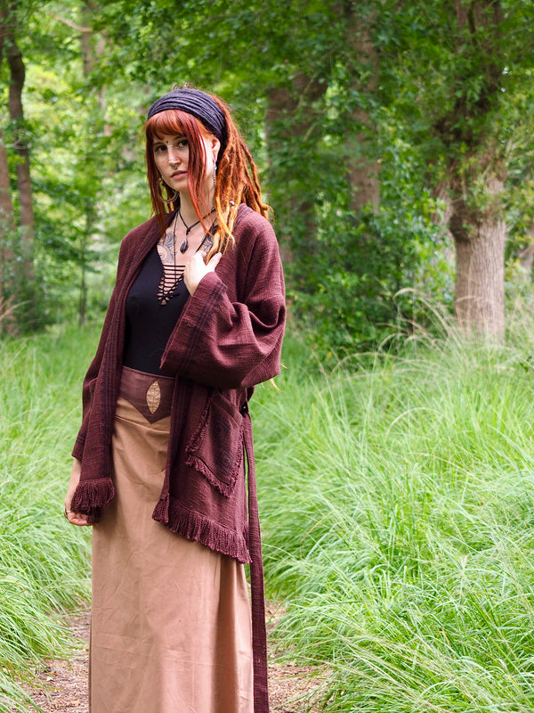 Kimono / Vest Aztec print donkerbruin