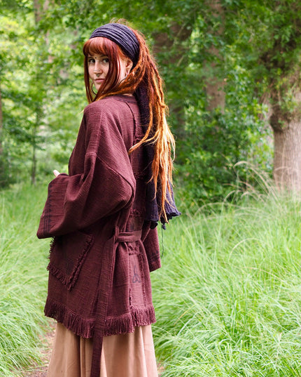 Kimono / Vest Aztec print donkerbruin
