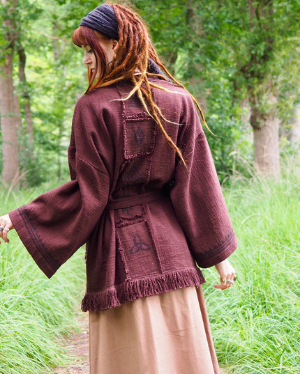 Kimono / Vest Aztec print donkerbruin