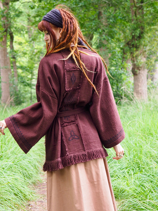 Kimono / Vest Aztec print donkerbruin