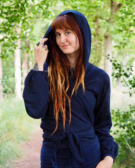Strickjacke mit Kapuze, Kastanienbraun/Rot