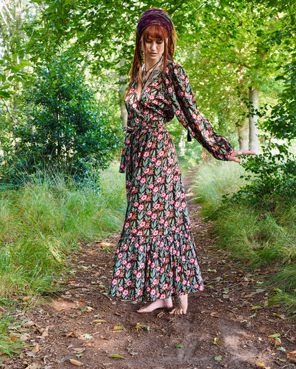 Devi Kleid Schwarz / Blume