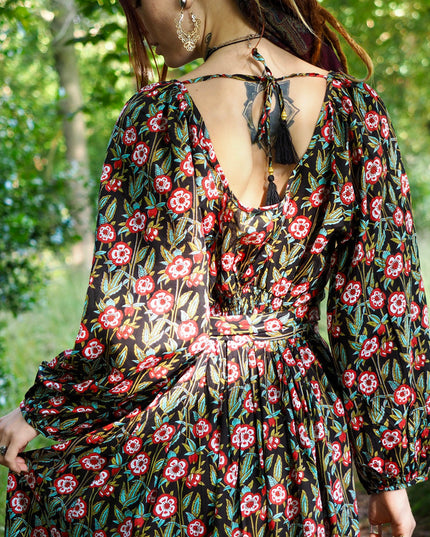 Devi Kleid Schwarz / Blume