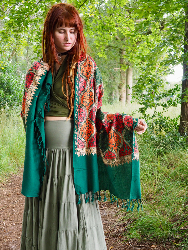 Omslagdoek India Groen