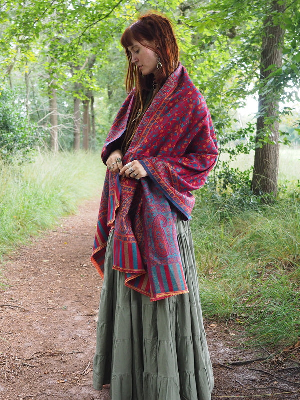 Omslagdoek Paisley Marroon rood