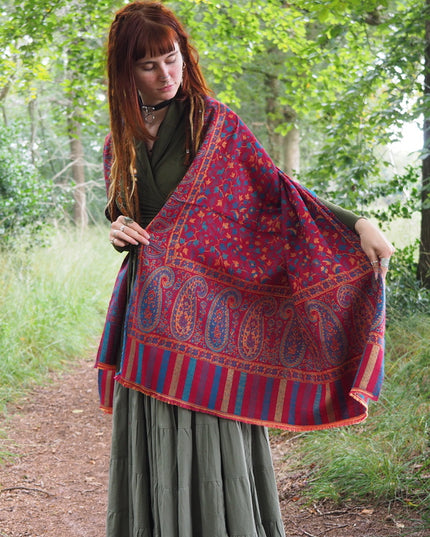 Omslagdoek Paisley Marroon rood