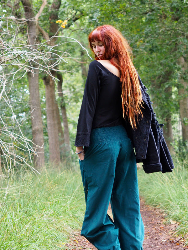 Uma Broek Rib Petrol