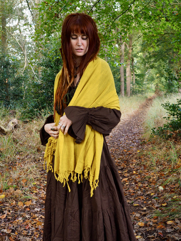 Katoenen Sjaal Okergeel