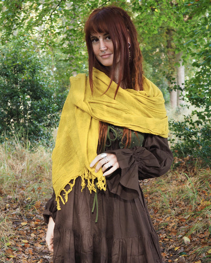 Katoenen Sjaal Okergeel