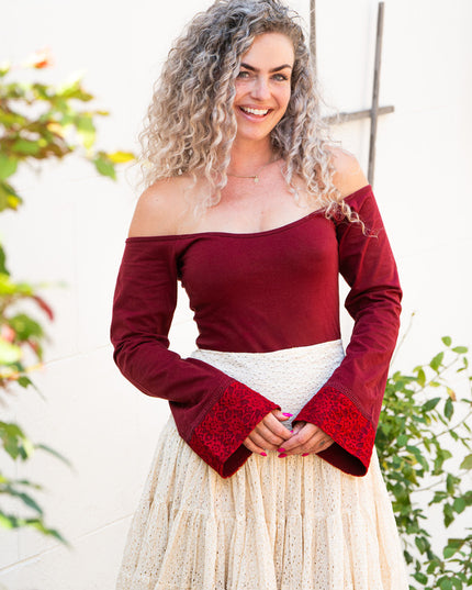 Devi Boho top Marroon Rood