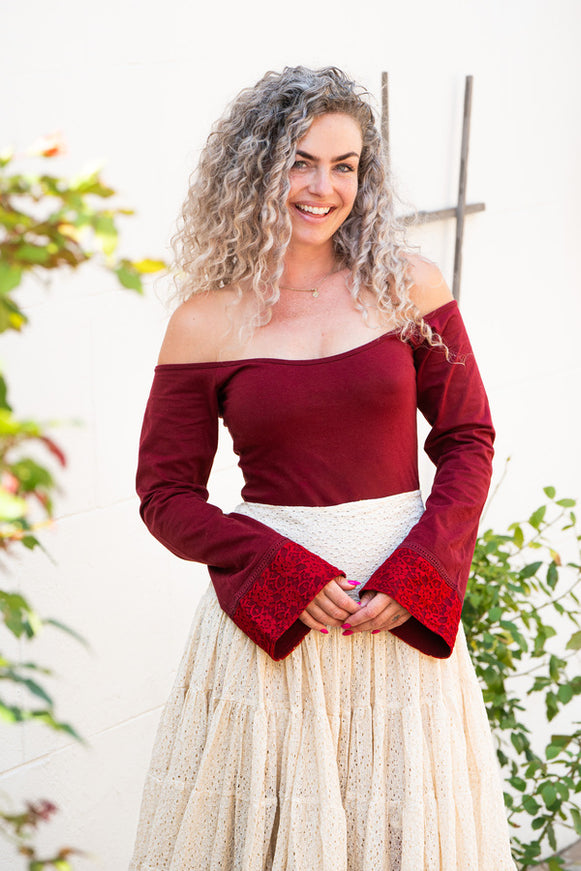 Devi Boho top Marroon Rood