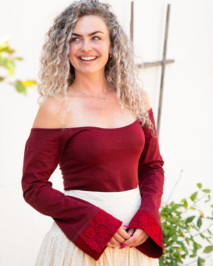 Devi Boho top Marroon Rood
